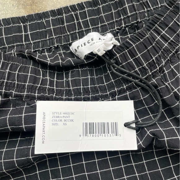 NWT Apiece Apart Zebra Windowpane Plaid Organic Cotton Joggers in XS - Picture 9 of 10